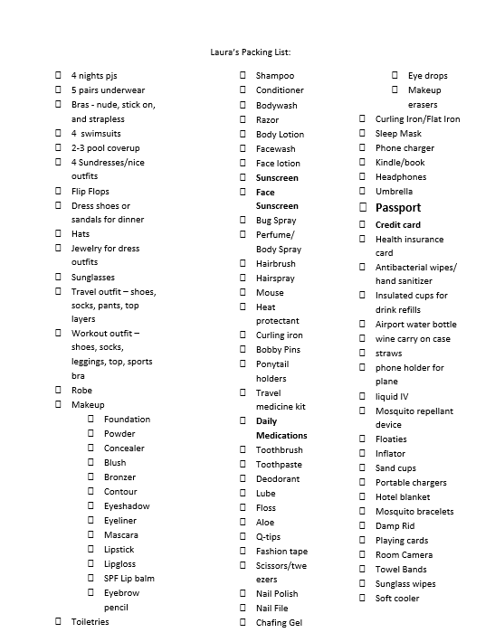 The Ultimate Vacation Packing Lists!